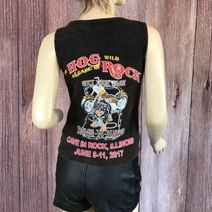Biker Graphic Tank Top Hog Wild Black Medium